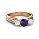 2 - Alyssa Blue and White Sapphire Three Stone Engagement Ring 