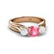 2 - Alyssa Pink Tourmaline and White Sapphire Three Stone Engagement Ring 