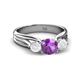 2 - Alyssa Amethyst and White Sapphire Three Stone Engagement Ring 