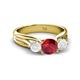 2 - Alyssa Ruby and White Sapphire Three Stone Engagement Ring 
