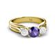 2 - Alyssa Iolite and White Sapphire Three Stone Engagement Ring 