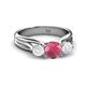 2 - Alyssa Rhodolite Garnet and White Sapphire Three Stone Engagement Ring 