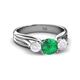 2 - Alyssa Emerald and White Sapphire Three Stone Engagement Ring 