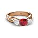 2 - Alyssa Ruby and White Sapphire Three Stone Engagement Ring 