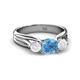 2 - Alyssa Blue Topaz and White Sapphire Three Stone Engagement Ring 