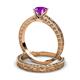 3 - Florie Classic Amethyst Solitaire Bridal Set Ring 