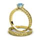 3 - Florie Classic Blue Topaz Solitaire Bridal Set Ring 