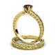 3 - Florie Classic Smoky Quartz Solitaire Bridal Set Ring 