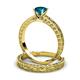 3 - Florie Classic London Blue Topaz Solitaire Bridal Set Ring 