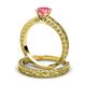 3 - Florie Classic Pink Tourmaline Solitaire Bridal Set Ring 