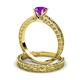 3 - Florie Classic Amethyst Solitaire Bridal Set Ring 