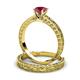 3 - Florie Classic Rhodolite Garnet Solitaire Bridal Set Ring 