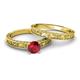 4 - Florie Classic Ruby Solitaire Bridal Set Ring 