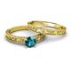 4 - Florie Classic London Blue Topaz Solitaire Bridal Set Ring 
