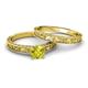4 - Florie Classic Yellow Diamond Solitaire Bridal Set Ring 