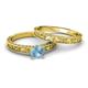 4 - Florie Classic Aquamarine Solitaire Bridal Set Ring 
