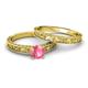 4 - Florie Classic Pink Tourmaline Solitaire Bridal Set Ring 