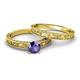 4 - Florie Classic Iolite Solitaire Bridal Set Ring 