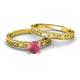 4 - Florie Classic Rhodolite Garnet Solitaire Bridal Set Ring 