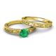 4 - Florie Classic Emerald Solitaire Bridal Set Ring 