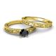 4 - Florie Classic Black Diamond Solitaire Bridal Set Ring 