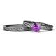 1 - Cael Classic Amethyst Solitaire Bridal Set Ring 