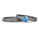 1 - Cael Classic Blue Topaz Solitaire Bridal Set Ring 
