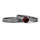 1 - Cael Classic Red Garnet Solitaire Bridal Set Ring 