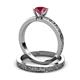3 - Cael Classic Rhodolite Garnet Solitaire Bridal Set Ring 