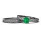 1 - Cael Classic Emerald Solitaire Bridal Set Ring 