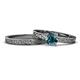 1 - Cael Classic Blue Diamond Solitaire Bridal Set Ring 