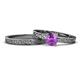 1 - Cael 0.87 ct Classic Amethyst Solitaire Bridal Set Ring 