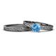 1 - Cael 0.95 ct Classic Blue Topaz Solitaire Bridal Set Ring 