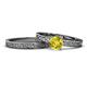 1 - Cael 1.00 ct Classic Yellow Diamond Solitaire Bridal Set Ring 