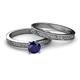 4 - Cael Classic Blue Sapphire Solitaire Bridal Set Ring 