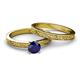 4 - Cael Classic Blue Sapphire Solitaire Bridal Set Ring 