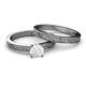 4 - Cael Classic White Sapphire Solitaire Bridal Set Ring 