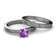 4 - Cael Classic Amethyst Solitaire Bridal Set Ring 