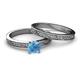 4 - Cael Classic Blue Topaz Solitaire Bridal Set Ring 