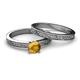 4 - Cael Classic Citrine Solitaire Bridal Set Ring 