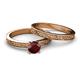 4 - Cael Classic Red Garnet Solitaire Bridal Set Ring 