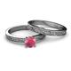 4 - Cael Classic Rhodolite Garnet Solitaire Bridal Set Ring 