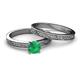 4 - Cael Classic Emerald Solitaire Bridal Set Ring 