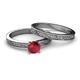 4 - Cael Classic Ruby Solitaire Bridal Set Ring 