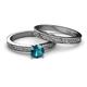 4 - Cael Classic London Blue Topaz Solitaire Bridal Set Ring 