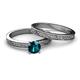 4 - Cael Classic Blue Diamond Solitaire Bridal Set Ring 