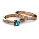4 - Cael Classic London Blue Topaz Solitaire Bridal Set Ring 