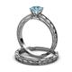 3 - Rachel Classic Aquamarine Solitaire Bridal Set Ring 