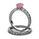 3 - Rachel Classic Pink Tourmaline Solitaire Bridal Set Ring 
