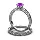 3 - Rachel Classic Amethyst Solitaire Bridal Set Ring 